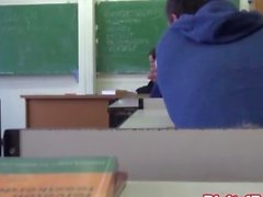 Crazy classroom fuck with a sexy brunette