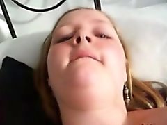 Chubby girl filming selfshot video