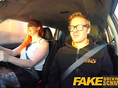 Fake Driving School Sexy redhead lusts after big cock