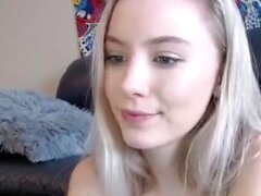 Blonde teen with big boobs and oil on her sex