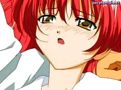 Redhead anime sweety eats big cock