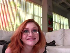 Redhead deepthroat slut sucks POV dick