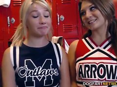 Cheerleader Jojo Kiss and Zelda Morrison tries BBC