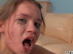 Cute teen gets roughed up in bed