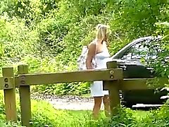 Cute young german blonde fucked in the woods