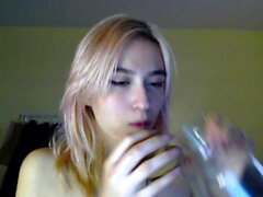 Wild blonde teen LIBRARY deep toying pussy on webcam