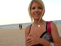 British blonde college teen pick up on beach in holiday