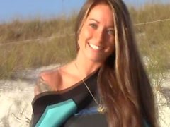 Filming my lesbian girl squirting on the beach