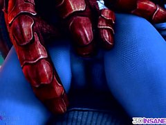 Blue Mass Effect babe fucked by alien dick