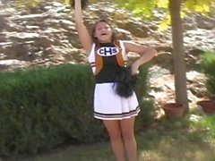 she is a slutty cheer leader flashing her stuff