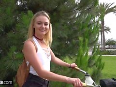 Amateur Teen Kenzie POV fuck in public bike room