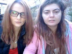Lesbian amateur couple outdoor rimming and fingering