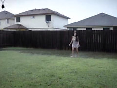 Dancing slut get spanked pussy hard in rain water