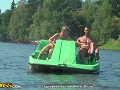 Titted blonde fucked hard in a boat xxx