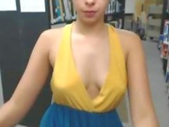 Kinky big ass teen masturbates in the library