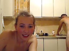 Hot teen and guy fuck doggystyle hard