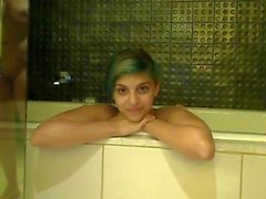 2 young whores get a bath together on webcam