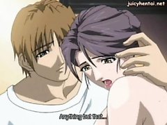 Horny anime milf takes teen cock