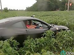 Girl rides the shift in the car