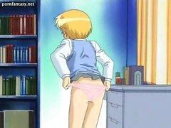 Teen anime blondy gets pussy dildoed