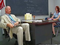 Redhead schoolgirl spanked then fucked
