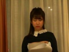 Japanese teen in white cotton panties masturbates