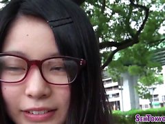Asian teen flashes pussy