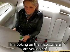 FakeTaxi Blonde babe fucked in her little pussy with panties around feet