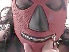 Masked choco teen humiliated in her own piss