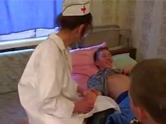 young Russian woman in gangbang