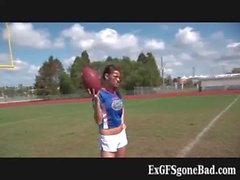 Horny football player getting filmed