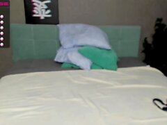Cute teen in stockings masturbates hard on webcam