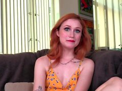 Redhead dirty talk teen sucks POV cock