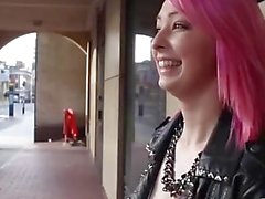 Pink hair slut flashing in public