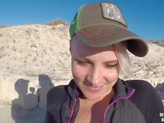 Spunky Girl Sucks Dick for Cum on a Public Beach in Mexico