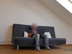 HUNT4K. Chick Angella Christin fucked by stranger on couch for cash