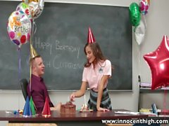 InnocentHigh Petite teen fucks birthday boy