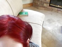 Violet Monroe amateur teen redhead with naturat tits does blowjob and fucking