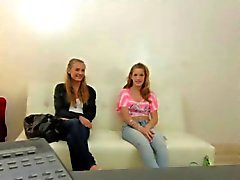 Two very sexy teens porn casting ffm