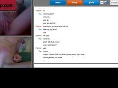 Girl teasing boy on chatroulette, two teens playing with each other webcam