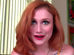 BJ redhead with glasses blows in POV