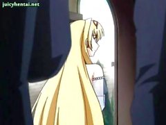 Busty blonde anime princess gets her ass drilled by monster