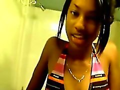 Ebony Teen Masturbates In The Shower