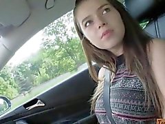 Teen hitchhiker Marina Visconti seduces with big tits and fucks