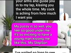 Sexy MILF and son fuck on their sofa sexting roleplay