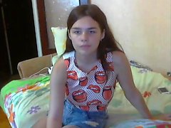 Very Horny 19 yo Russian Brunette Teen bates on Webcam