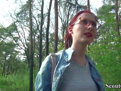 German Scout - College Redhead Teen Lia in Public Casting