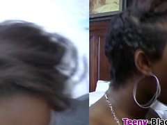 Stacked Ebony teen washes her face with cum