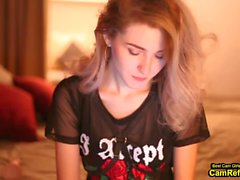 Skinny Blonde Teen Shows Off On Cam