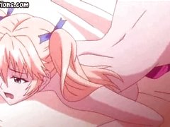 Anime pleasuring with pink dildo